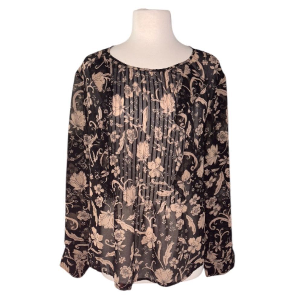 WhoWhatWear Sheer Long Sleeve Dressy Blouse Flattering Slimming